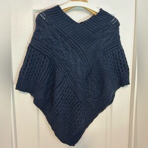 Brooks Brothers Dark Blue Cable Knit Poncho